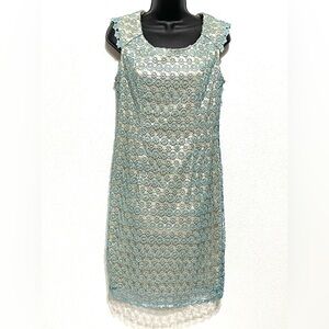 Adrianna Papell Woman Pastel Blue Lace Dress Size 8